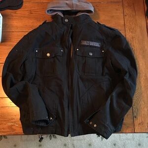 Harley-Davidson Black and Gray Men's 3 in 1 Military Jacket
